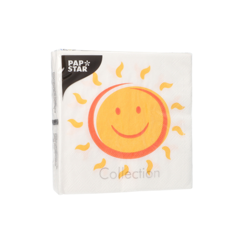 Servietten, 3-lagig 1/4-Falz 25 cm x 25 cm "Here comes the Sun"
