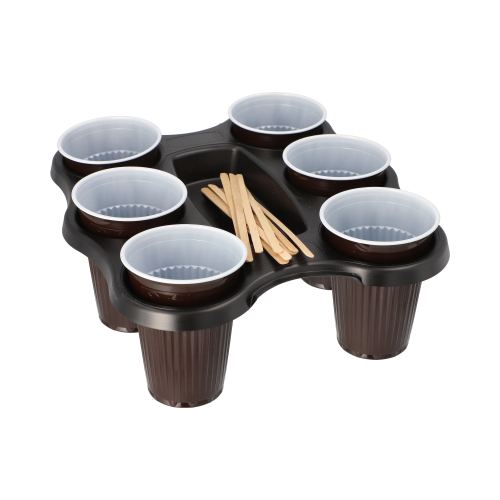 Becher-Trays, PS 22,4 cm x 24,4 cm x 2,4 cm schwarz für 6 Becher