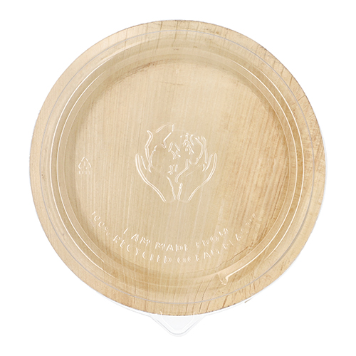 Teller, Palmblatt rund 500 ml Ø 23 cm · 5,3 cm mit rPET Deckel "Kombipack"