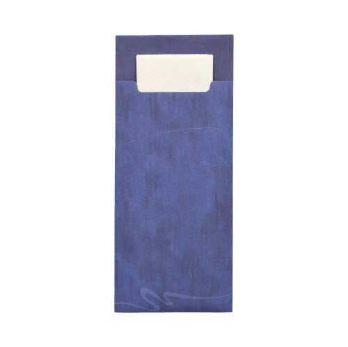 Bestecktaschen 20 cm x 8,5 cm blau inkl. weißer Serviette 33 x 33 cm 2-lag.