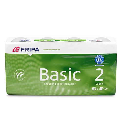 Rollen Toilettenpapier, 2-lagiges Tissue Ø 12 cm · 11,5 cm x 9,8 cm weiss "Basic" 250 Blatt