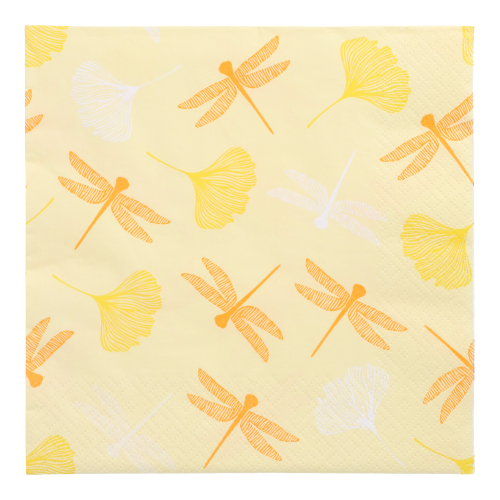Servietten, 3-lagig 1/4-Falz 40 cm x 40 cm gelb "Ginko"