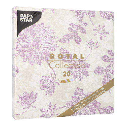 Servietten "ROYAL Collection" 1/4-Falz 40 cm x 40 cm lila "Flowers"