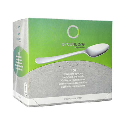 "Circulware" Mehrweg-Löffel PP-MF 19 cm weiss "Gaia" extra stabil, in Spenderbox