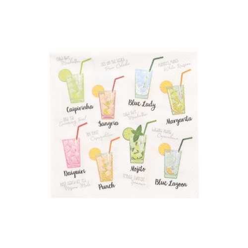 Servietten, 3-lagig 1/4-Falz 25 cm x 25 cm "Cocktail"