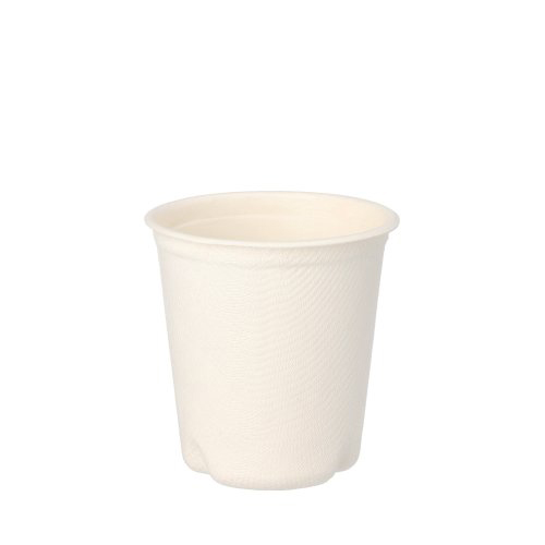 Trinkbecher Zuckerrohr "pure" 0,1 l Ø 6,3 cm · 6,5 cm weiss für Heißgetränke