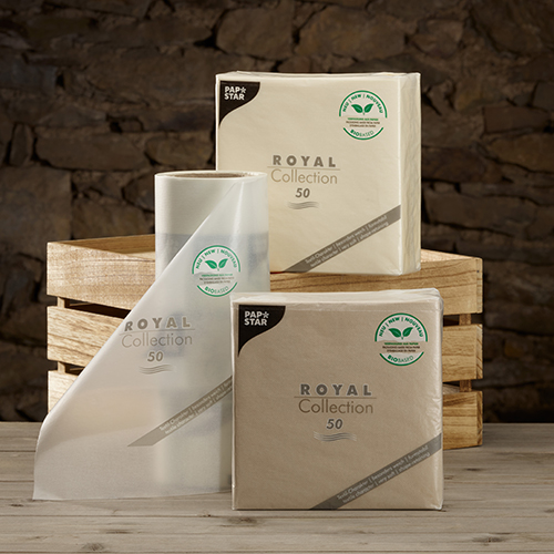 Servietten "ROYAL Collection" 1/4-Falz 40 cm x 40 cm champagner in Papierverpackung