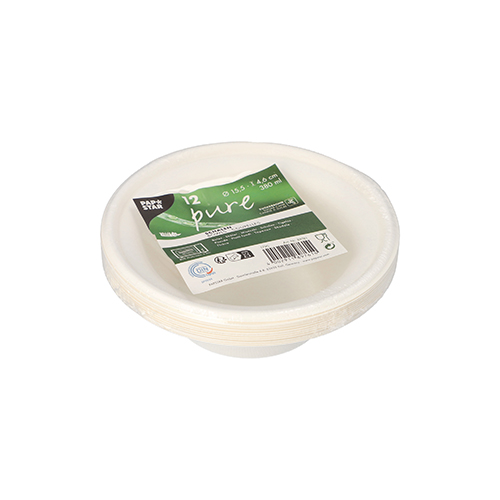 Schalen, Zuckerrohr "pure" 380 ml Ø 15,5 cm · 4,6 cm weiss