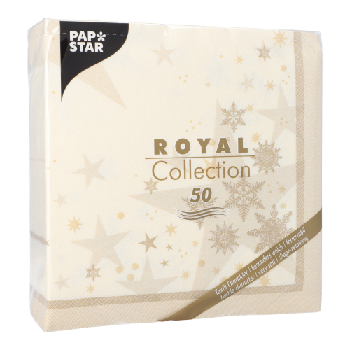 Servietten "ROYAL Collection" 1/4-Falz 40 cm x 40 cm champagner "Stars and Snowflakes"