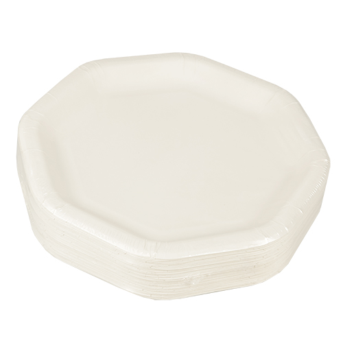 Teller, Pappe "pure" 8-eckig 23,5 cm x 23,5 cm weiss