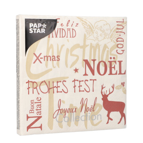 Servietten, 3-lagig 1/4-Falz 33 cm x 33 cm "Christmas Time"
