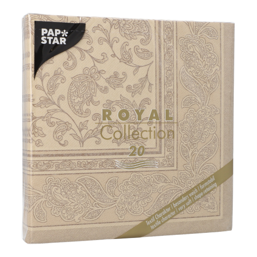 Servietten "ROYAL Collection" 1/4-Falz 40 cm x 40 cm sand "Ornaments"
