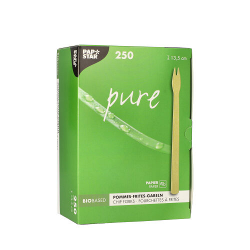 Pommes-Frites-Gabeln, Papier "pure" 13,5 cm braun