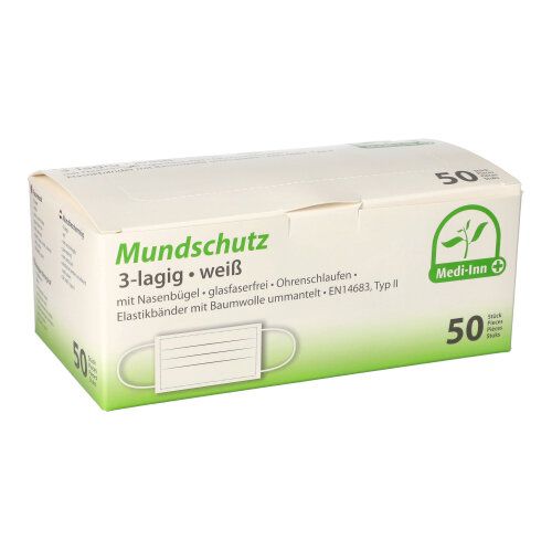 "Medi-Inn®" Mundschutz Type II 3-lagig 9 cm x 17,5 cm weiss mit Nasenbügel