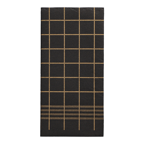 Servietten, 2-lagig "PUNTO" 1/8-Falz 39 cm x 40 cm schwarz/gold "Kitchen Towel" mikrogeprägt
