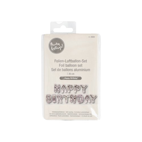 Folienluftballon-Set silber "Happy Birthday"
