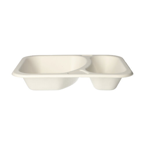 Siegelschalen Zuckerrohr 2-geteilt 825 ml 4,2 cm x 18,5 cm x 23,5 cm weiss