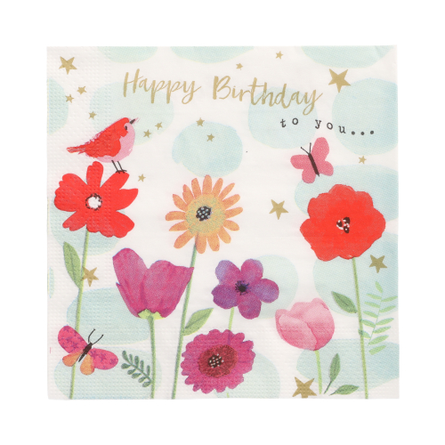 Servietten, 3-lagig 1/4-Falz 33 cm x 33 cm "Birthday Flowers"