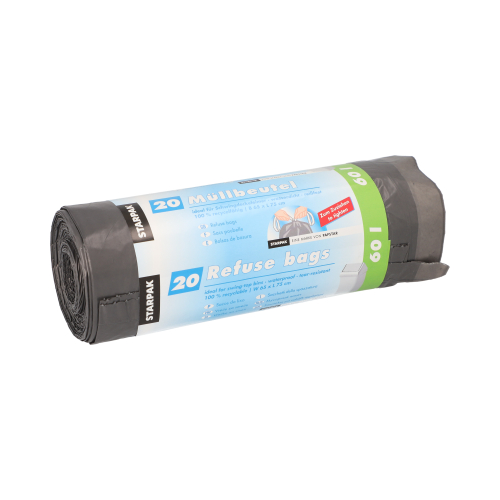 Müllsäcke mit Zugband, LDPE 60 l 75 cm x 65 cm grau Müllsäcke mit Zugband, LDPE 60 l 75 cm x 65 cm grau
