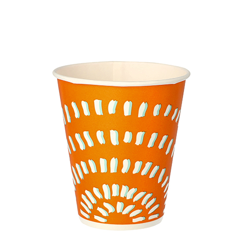 Trinkbecher für Kaltgetränke, Pappe 0,25 l Ø 8,97 cm · 10 cm orange "Rays"