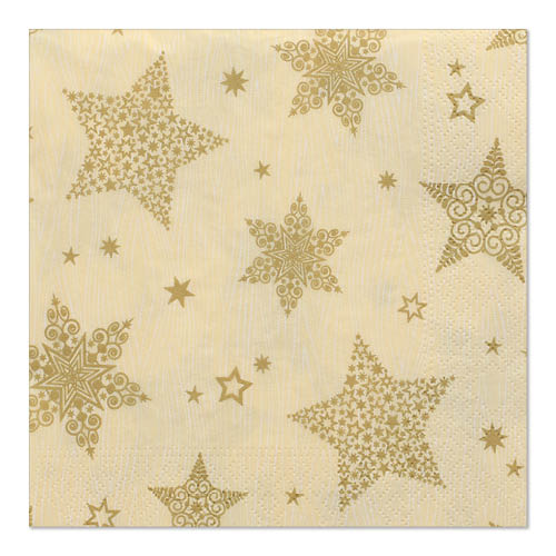 Servietten, 3-lagig 1/4-Falz 33 cm x 33 cm creme "Christmas Shine"