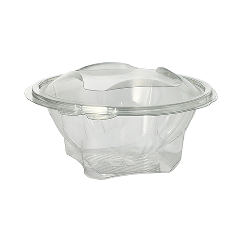 Feinkost- und Salatschalen mit Klappdeckel, R-PET rund 750 ml Ø 17,4 cm · 7,3 cm glasklar