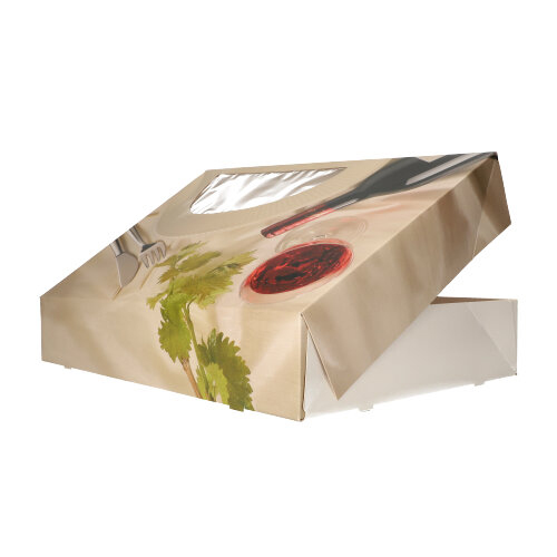 Transport- und Catering-Kartons 8 cm x 31,5 cm x 46,2 cm "Burgund" mit Sichtfenster, einteilig