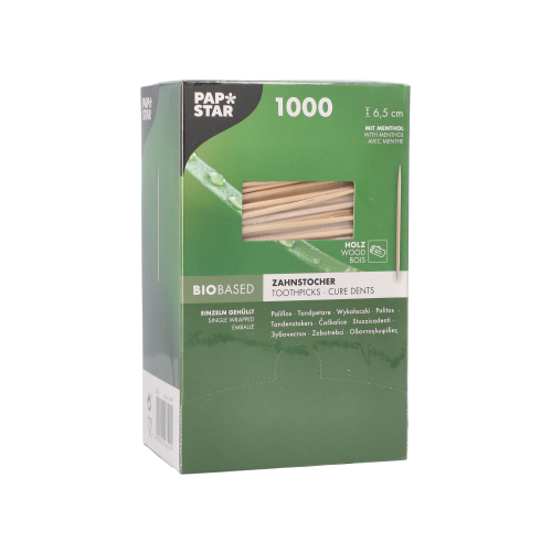 Zahnstocher, Holz gehüllt rund 6,5 cm mit Menthol