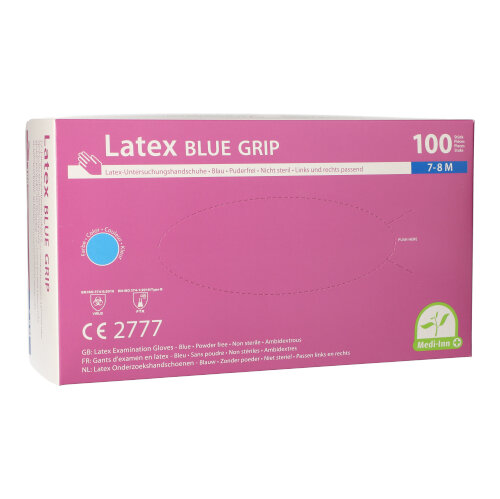 "Medi-Inn PS" Handschuhe, Latex puderfrei blau "Blue Grip" Größe: M