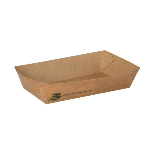 Snacktrays, Pappe "pure" 3,8 cm x 8,5 cm x 15,5 cm braun "100% Fair" groß