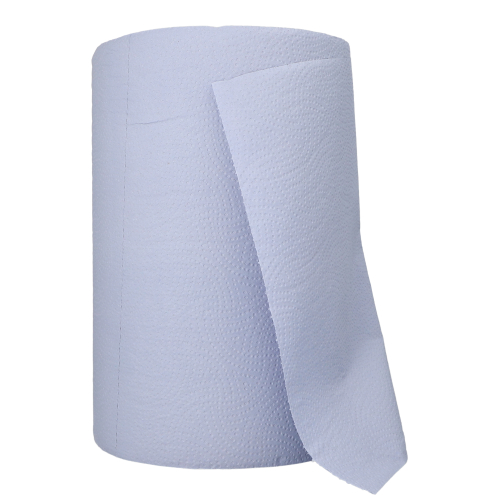 Putzrollen, 3-lagig Ø 24 cm · 167,5 m x 35,8 cm blau perforiert, 500 Abrisse, Blatt 35,8 x 33,5cm