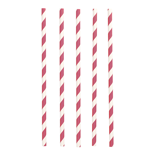 Trinkhalme Papier Ø 6 mm · 20 cm rot/weiss "Stripes"