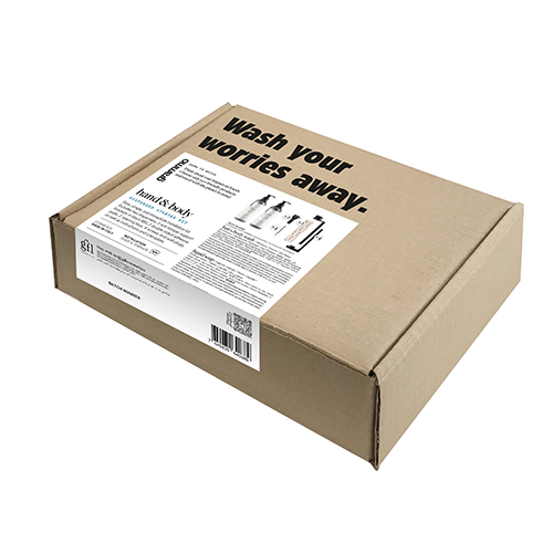 Hand & Body Starter Kit "grammo" , Pumpspender inkl. Wandhalter schwarz