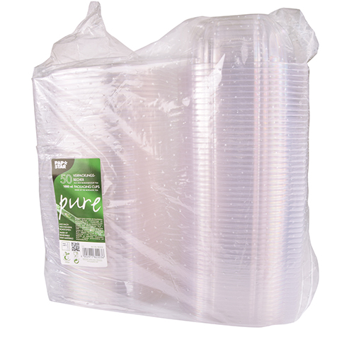 Feinkost- und Salatschalen mit Klappdeckeln, PLA "pure" 1000 ml 7,6 cm x 20,5 cm x 16,8 cm