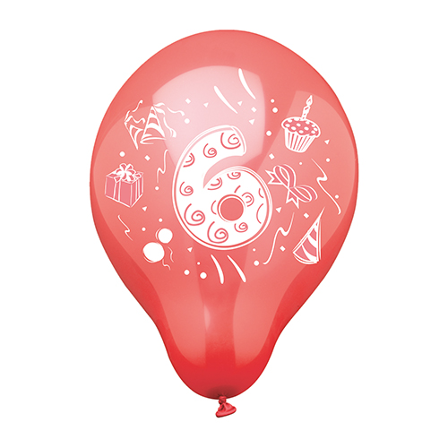 Zahlenluftballons Ø 25 cm farbig sortiert "6"