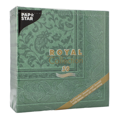 Servietten "ROYAL Collection" 1/4-Falz 40 cm x 40 cm dunkelgrün "Ornaments"