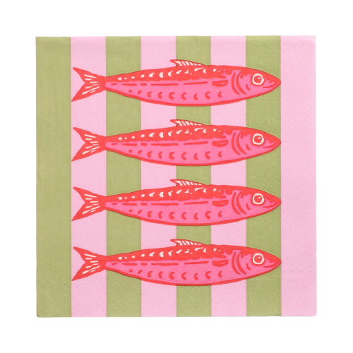 Servietten, 3-lagig 1/4-Falz 33 cm x 33 cm "Modern Fish"
