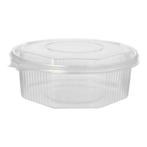 Verpackungsbecher mit Klappdeckeln, PP 8-eckig 1,5 l 5,9 cm x 18 cm x 18 cm transparent
