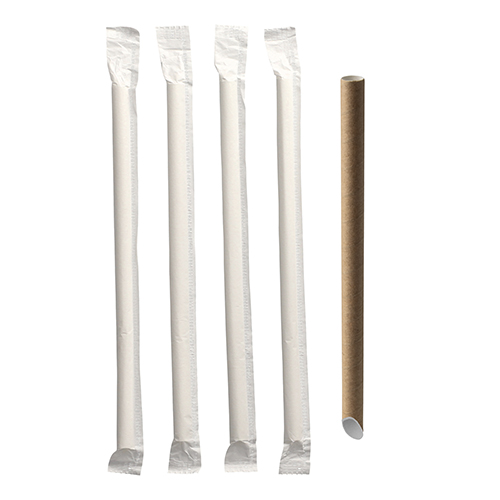 Bubble Tea Halme Papier "pure" Ø 12 mm · 20 cm braun einzeln gehüllt, einseitig spitz