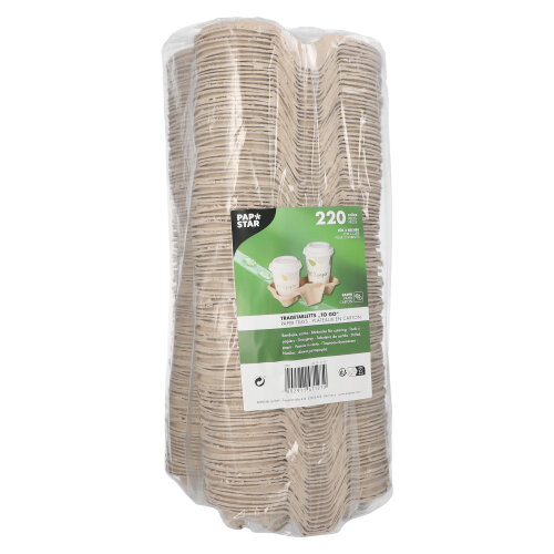 Tragetabletts, Pappe "To Go" 4,6 cm x 22,3 cm x 11,6 cm natur für 2 Becher