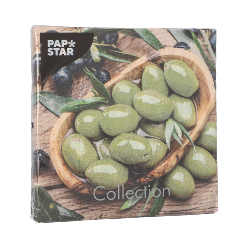 Servietten, 3-lagig 1/4-Falz 33 cm x 33 cm "Olive Flavour"