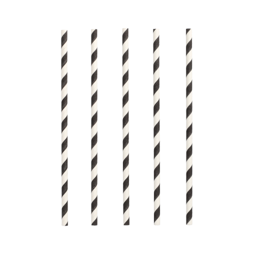 Trinkhalme, Papier Ø 6 mm · 20 cm schwarz/weiss "Stripes"