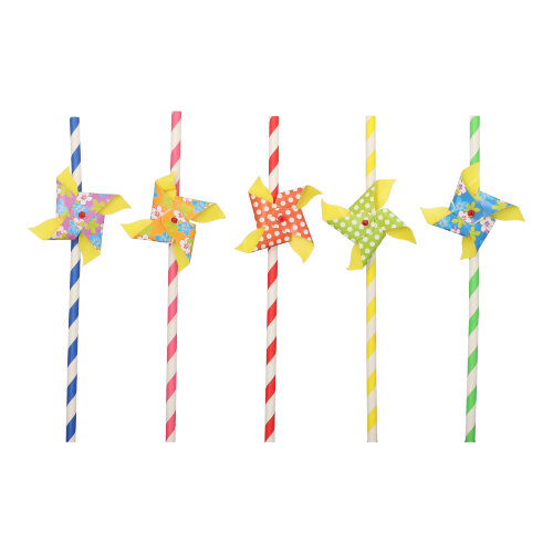 Trinkhalme, Papier Ø 6 mm · 20 cm farbig sortiert "Windmill"