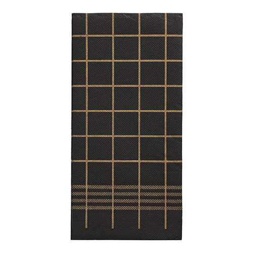 Servietten, 2-lagig "PUNTO" 1/8-Falz 39 cm x 40 cm schwarz/gold "Kitchen Towel"