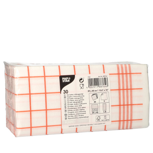 Servietten, 2-lagig "PUNTO" 1/8-Falz 39 cm x 40 cm rot "Kitchen Towel" mikrogeprägt