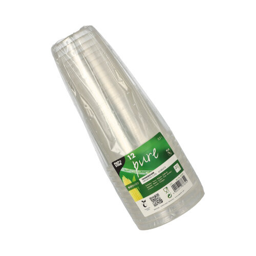 Kaltgetränkebecher, PLA "pure" 0,5 l Ø 9,5 cm · 16,2 cm glasklar mit Schaumrand