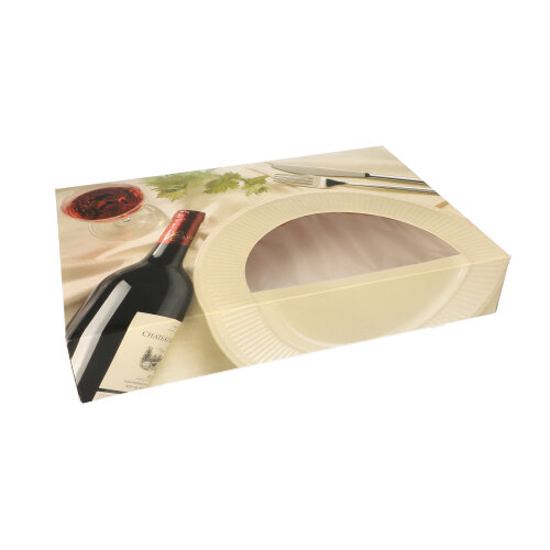 Transport- und Catering-Kartons 8 cm x 31,5 cm x 46,2 cm "Burgund" mit Sichtfenster, einteilig