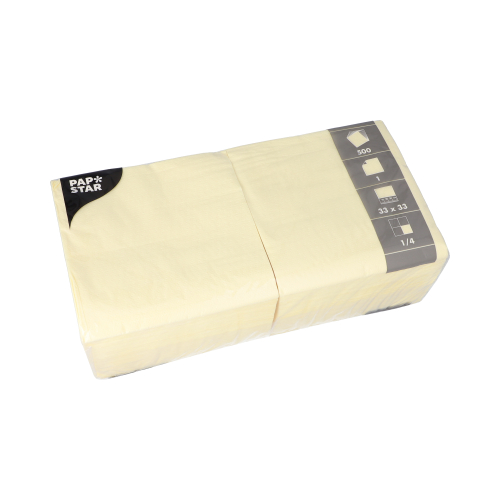 Servietten, 1-lagig 1/4-Falz 33 cm x 33 cm creme