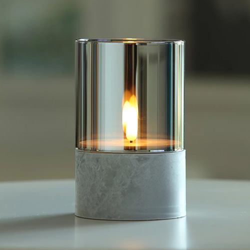 LED-Kerze Ø 8 cm · 12,5 cm grau "Gracia" mittel