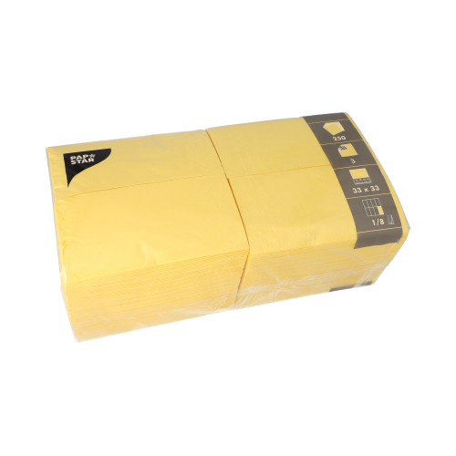 Servietten, 3-lagig 1/8-Falz 33 cm x 33 cm gelb
